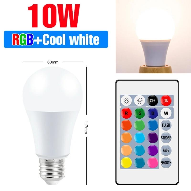 220V E27 Светодиодные лампы LED 3W 5W 10W 15W ИК Пульт управления Изменяемая Цветная RGB Светодиодная лампа Лампа-прожектор Рождественские Хэллоуин атмосферные огни