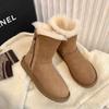 Женские модные зимние теплые меховые полусапоги с мягкой подошвой, легкие, с подкладкой, нескользящие, повседневные спортивные хлопковые сапоги