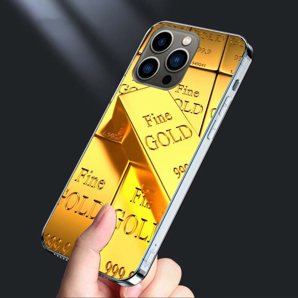 Чехол для телефона 'Золотой слиток Богатство и Финансы' Для Iphone 16E 15 Pro 14 Plus 17E 16 17 Pro Max Air 11 12 13 Mini Ударопрочный Capa Милый