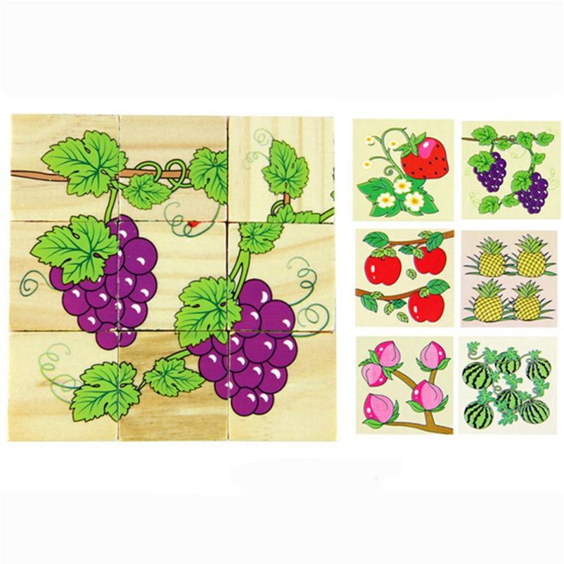 Farm Animal Six Patterns Nine Dimensional Puzzle Cartoon Building Blocks Kids Educational Toy