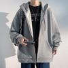Men's Hooded Cardigan Sweatshirt - 2022 Autumn/Winter, Solid Color, Trendy Loose Fit, Sports Style, with Zipper.