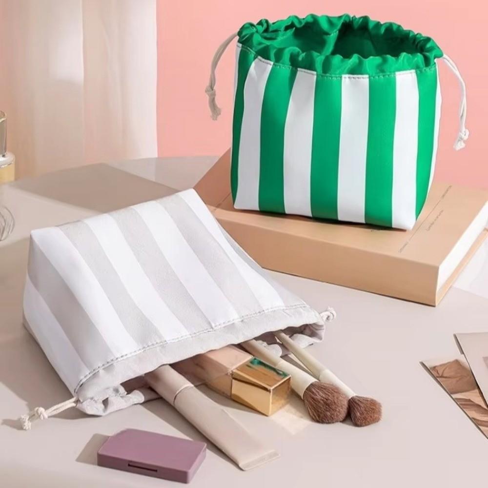 Portable Makeup Bag Organize Large Capacity Striped Cosmetic Organizer Women