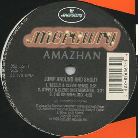 12-дюймовая пластинка AMAZHAN - Jump Around And Shout (Steely & Cle 8565611 Mercury 1995 США Танцевальная и электронная музыка Б/у
