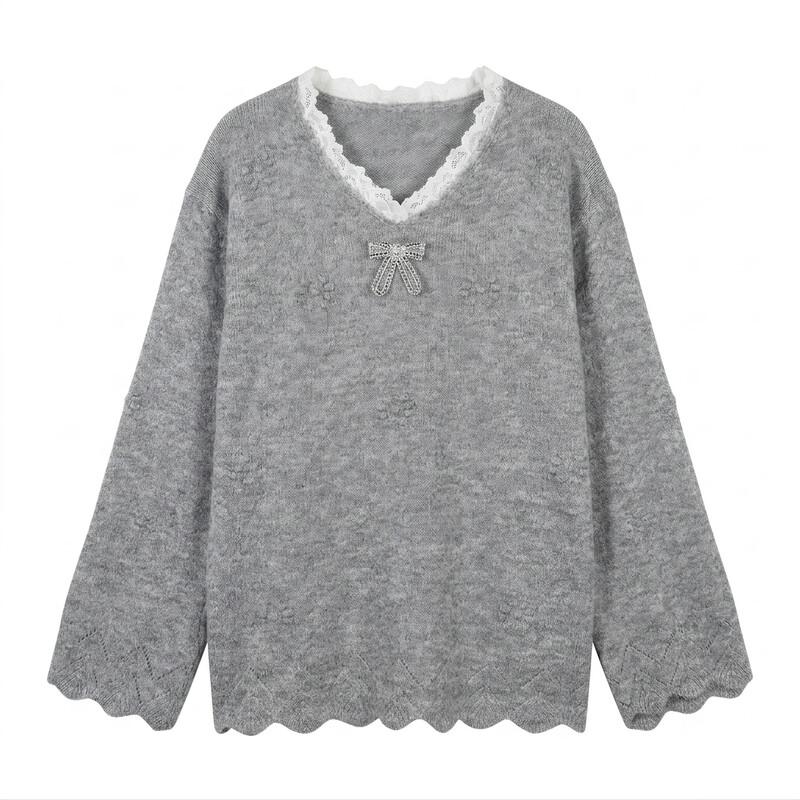 ZOSOUL Women's Long-Sleeve V-Neck Knit Pullover