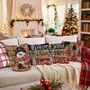 Christmas Pillow Covers 45x45cm Set of 4,Xmas Trees Ornaments Winter Holiday Cushion Case for Home Sofa Couch
