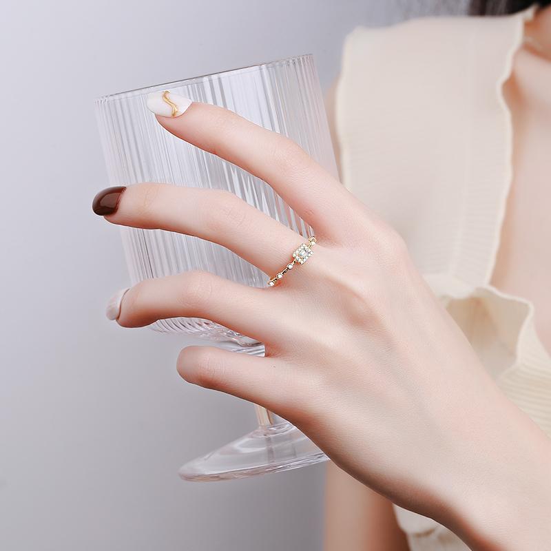 Classic 18K Gold Baguette Small Diamonds Couple Ring For Women Gemstone Genuine Sterling Silver Bridal Gift Jewelry