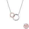 Double Circle Chain Necklace for Women Rose Gold Color 925 Sterling Silver Miss & Love Wedding Fine Jewelry