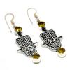 Citrine Gemstone 925 Silver Plated Handmade Jewelry Earring 2.08"