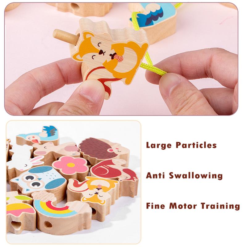 Children Animal Balance Wooden Stack Blocks Toys Montessori Stacking Threading Games Early Educational Fine Motor Training Toys