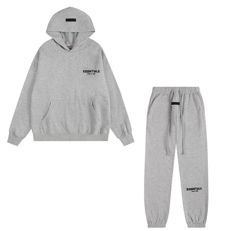 Fear Of God Essentials Hoodie Mens Oversized Cotton Pullover With Flocked Letter Print 2025