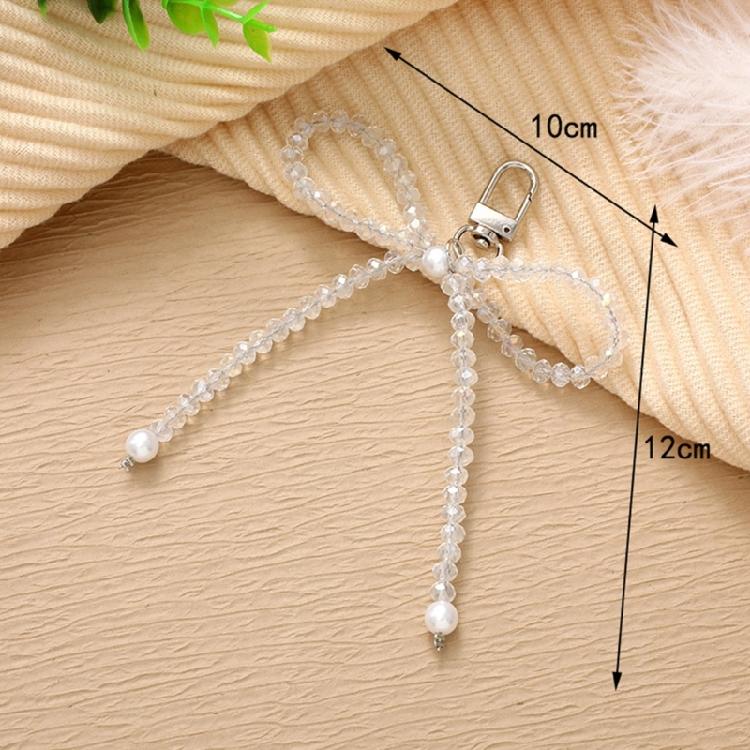 Fashion Pearls Beaded Bowknot Keychain Pendant Decoration Bag Backpack Charm