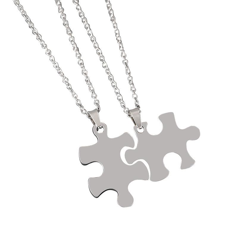 Пазл Пара пустых материалов для лазерной цветной печати, Праздничные подарки, Надписи, Цепочка крестик из нержавеющей стали, Ожерелье.