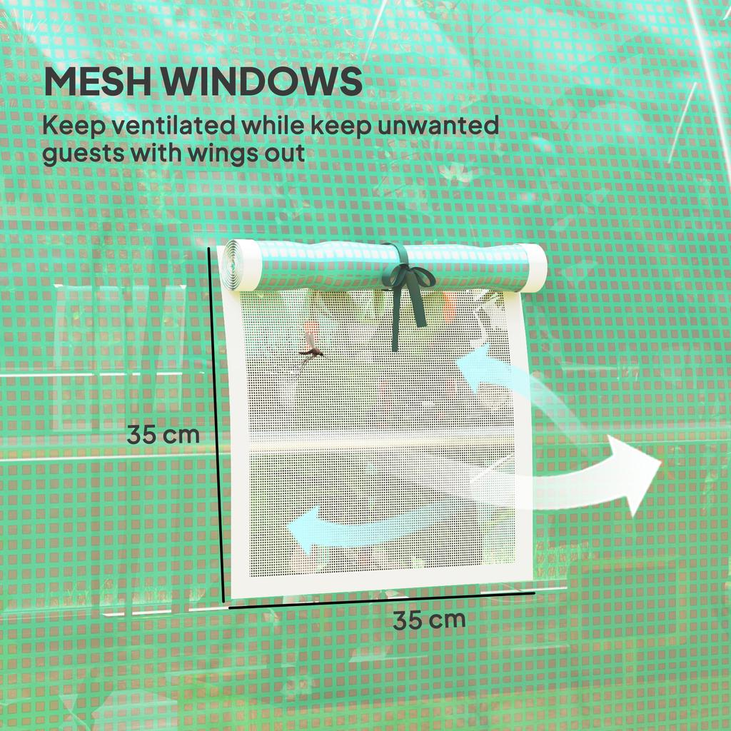 3 x 2 m Polytunnel Greenhouse, with Windows and Doors - Green