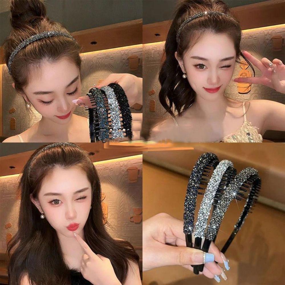 Rhinestone Headwear Non-slip Hairband Fashion Rhinestone Hair Hoop  Women
