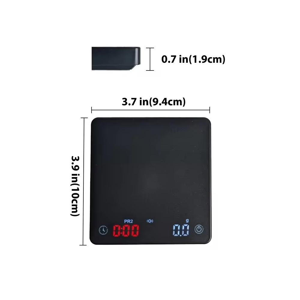 Цифровые весы для кофе с таймером, светодиодным экраном, эспрессо, USB, макс. 3 кг, вес 0,1 г, высокоточные измерения в унциях/мл/г, кухонные весы