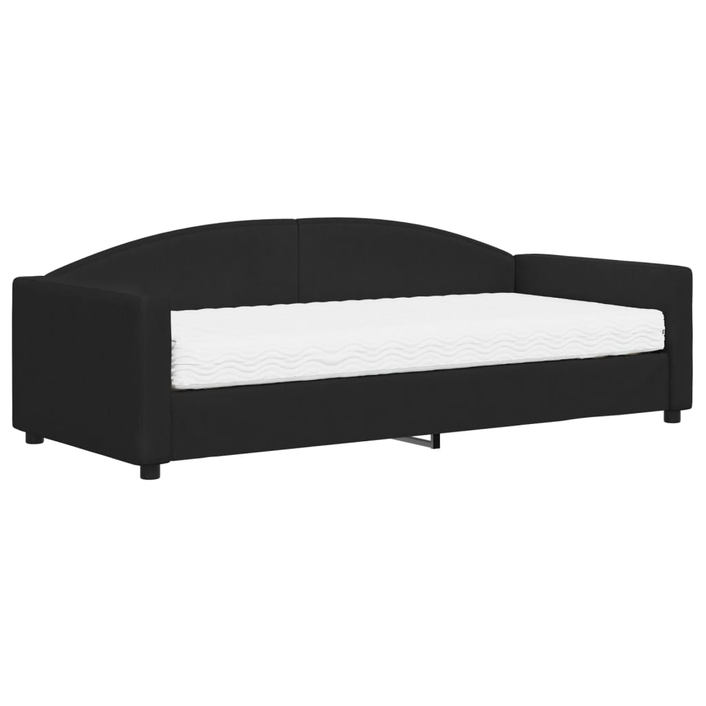 Daybed with Mattress Black 90 x 200 cm Fabric
