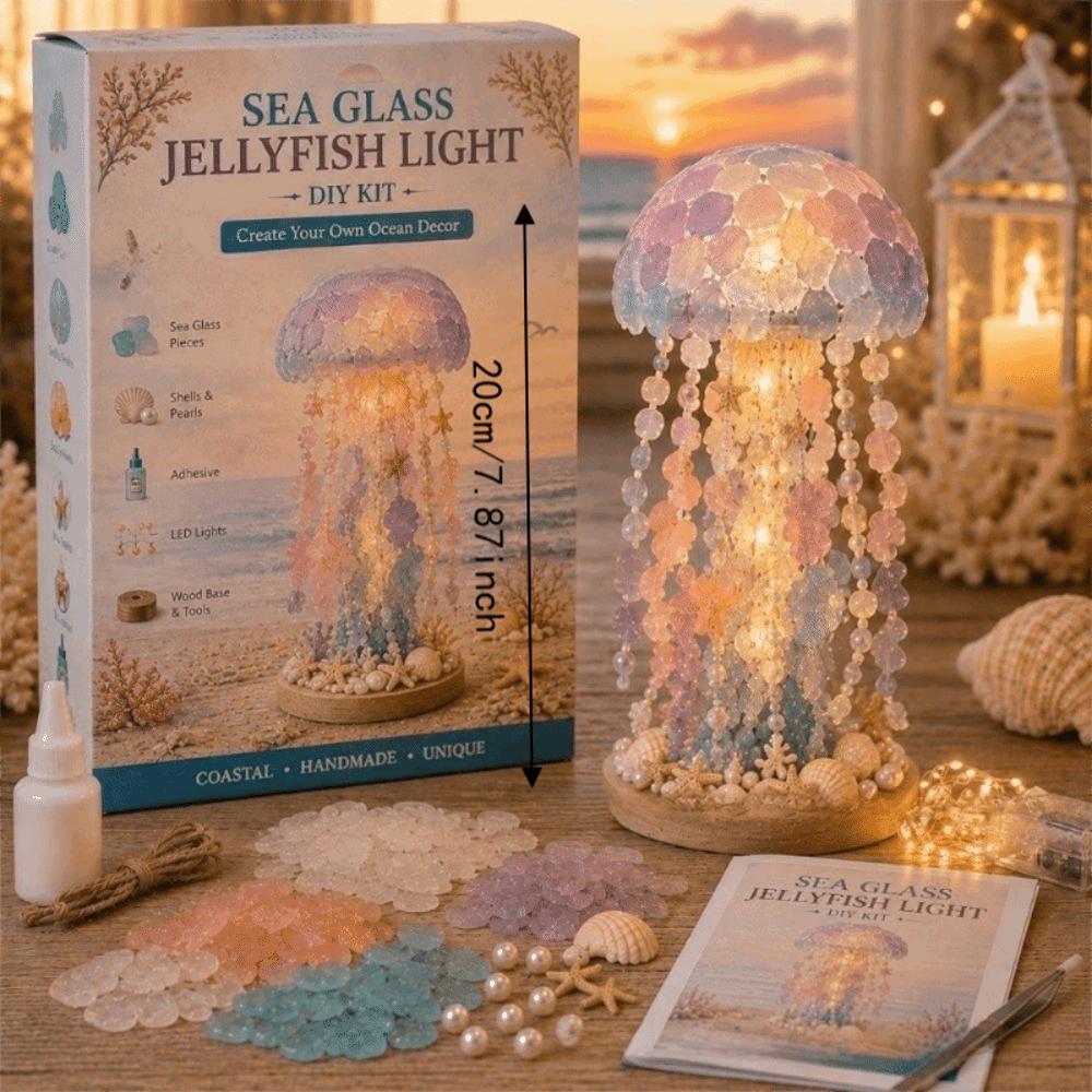 Handmade Sea Glass Art Kit Tortoise Jellyfish Sea Animals DIY Material Kit Gift Giving