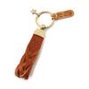 Keychain Key Genuine Cowhide Discolored Brown Ring, Leather, Leather, Unisex,