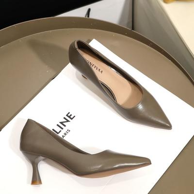 Цвет молочного чая, маленький размер 31 32 33, мягкая кожа, остроносые туфли на высоком тонком каблуке, женские туфли на тонком каблуке, черные рабочие туфли, большой размер 41-434