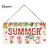 Wall Art for Porch Summer Wooden Hanging Sign, Beach Theme Welcome Sign Front Door Decor with Rope, Colorful Hanger Seasonal Farmhouse House