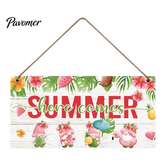 Wall Art for Porch Summer Wooden Hanging Sign, Beach Theme Welcome Sign Front Door Decor with Rope, Colorful Hanger Seasonal Farmhouse House