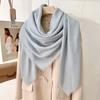 Simple Literary and Artistic Yarn with Sunscreen, Elegant Shawl, Women's Solid Color Square Short Fringed Temperament Scarf