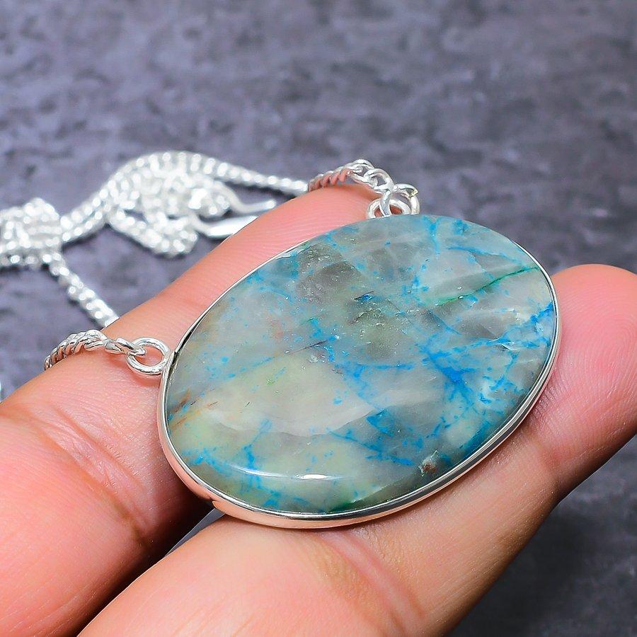 Шаттукит Драгоценный камень 925 Стерлинговое серебро Ювелирное изделие Ожерелье 18"