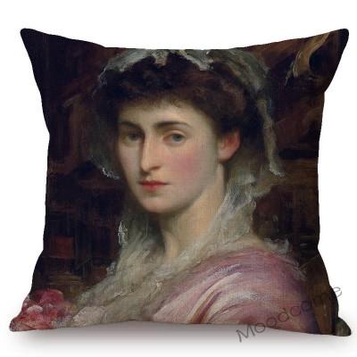 Uk Neoclassicism Academic Style Aestheticism Frederic Leighton Oil Painting Girl Lady Sofa Pillow Case Decorative Cushion Cover