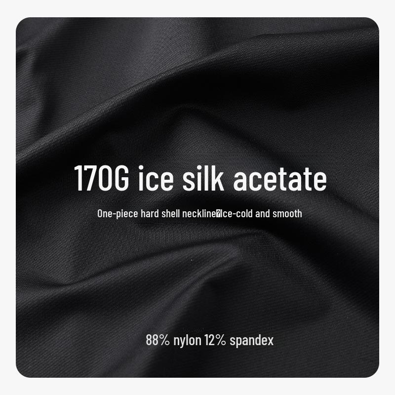 Мужская приталенная рубашка поло Ice Silk - смесь ацетата, однотонная, короткие рукава, лето 2025 г.