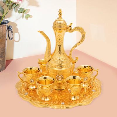 Турецкий чайный сервиз, винтажный турецкий кофейный сервиз с чайником и 6 чашками для домашнего декора на день рождения, Рождество, новоселье, свадьбу