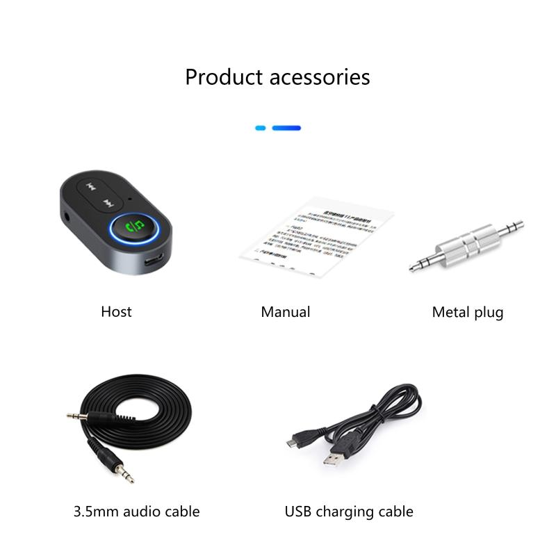 Bluetooth-compatible Receiver Wireless Adapter 3.5mm Aux Handsfree with Mic Music Receiver Support Voice Broadcast