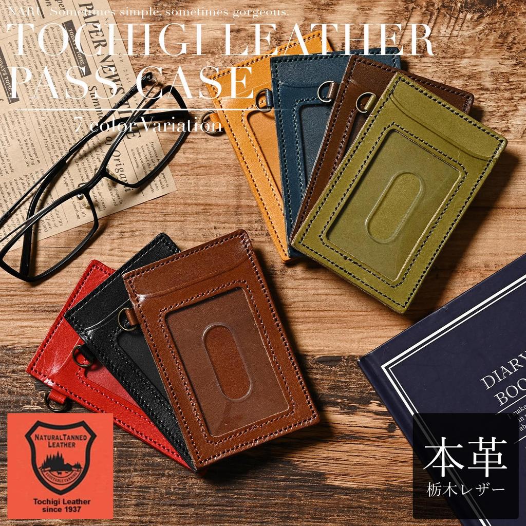 Tochigi Leather Pass Case Pass Case for Men Women Genuine Leather IC Card Thin Slim Compact Neck Hanging Brand Stylish Cute Simple Plain Present Gift