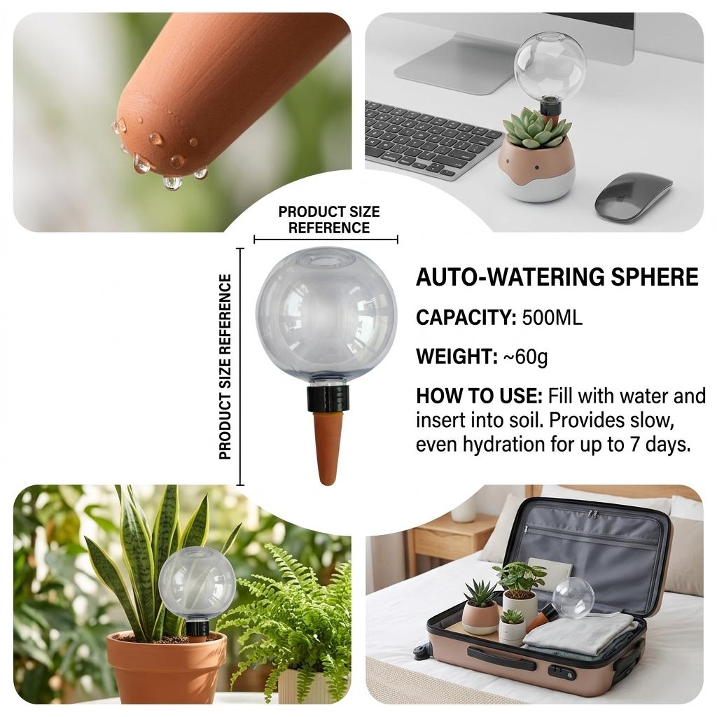 500ml Sphere Automatic Watering Device for Succulents Slow Release Plant Irrigation Tool