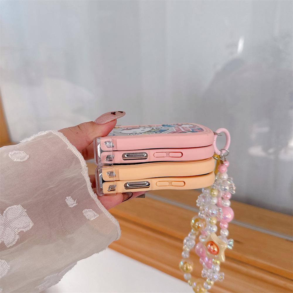 Мягкий защитный чехол из поликарбоната Hello Kitty с ремешком для серии Samsung Galaxy Z Flip