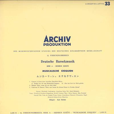 LP Запись КАРЛ РИХТЕР, ХОР ГЕНРИХА ШЮТЦА - Musicalish Eksekvien LAM72 ARCHIV Япония Классика Б/У