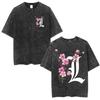 Washed Vintage Anime Death Note Ryuk T Shirts Men Women Fashion Oversized Crewneck Tshirts Mens Cartoon Manga Merch Streetwear
