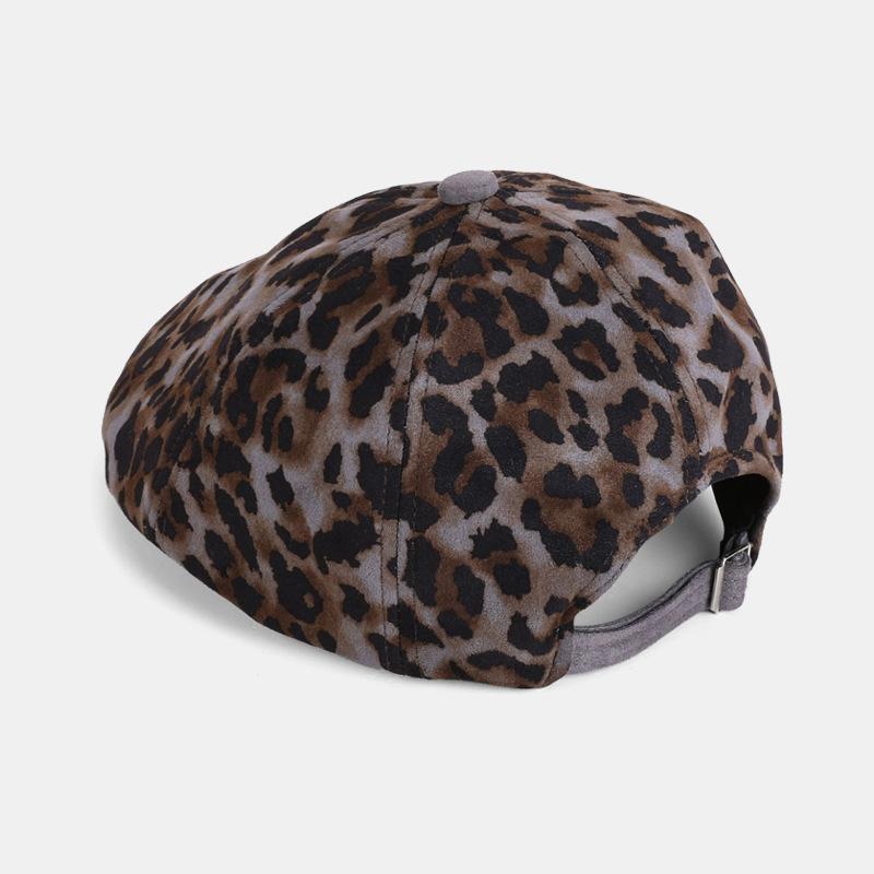 Autumn Winter Retro Leopard Print Forward Cap Beret Women Peaked Cap