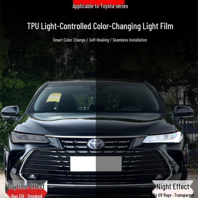 Black Warrior Smoked Headlight & Center Pillar Film for 25 Toyota Alphard Models - TPU Gloss Black