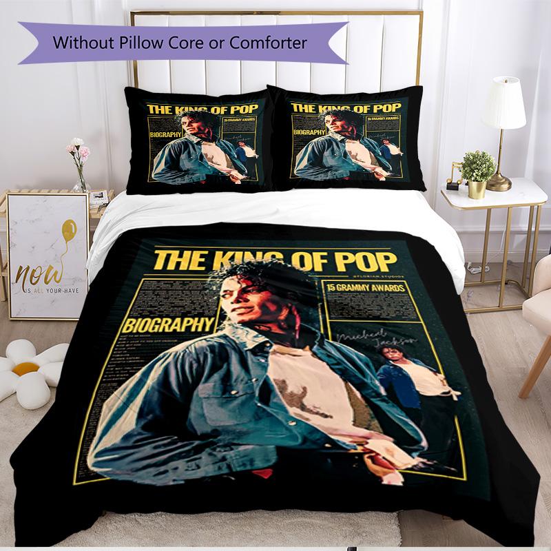 3pcs Duvet Cover Set (1*Duvet Cover + 2*Pillowcase, Without Core), Michael Jackson Print Soft All‑Season Bedding Set, Home Bedroom Decor Gift