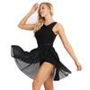 Женское платье-купальник без рукавов с вырезом, асимметричное, из шифона, эластичное, для балета, гимнастики, соревнований по танцам