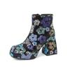 Sequin Cloth Autumn Winter Shoes Super High Heels Printing Oriental Design Platform Boots Keep Warm Fashion Ankle Boots