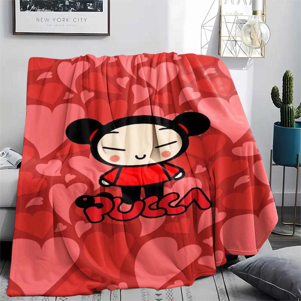 1PC PUCCA Print Flannel Blanket, High quality Comfortable for All Seasons, Home Decor, Warmth and Comfort, Perfect for Christmas Gifts123