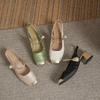 Shallow Single Shoes Women'S Spring Retro Buckle Low Heels Literary Square Head Soft Leather Mary Jane Shoes