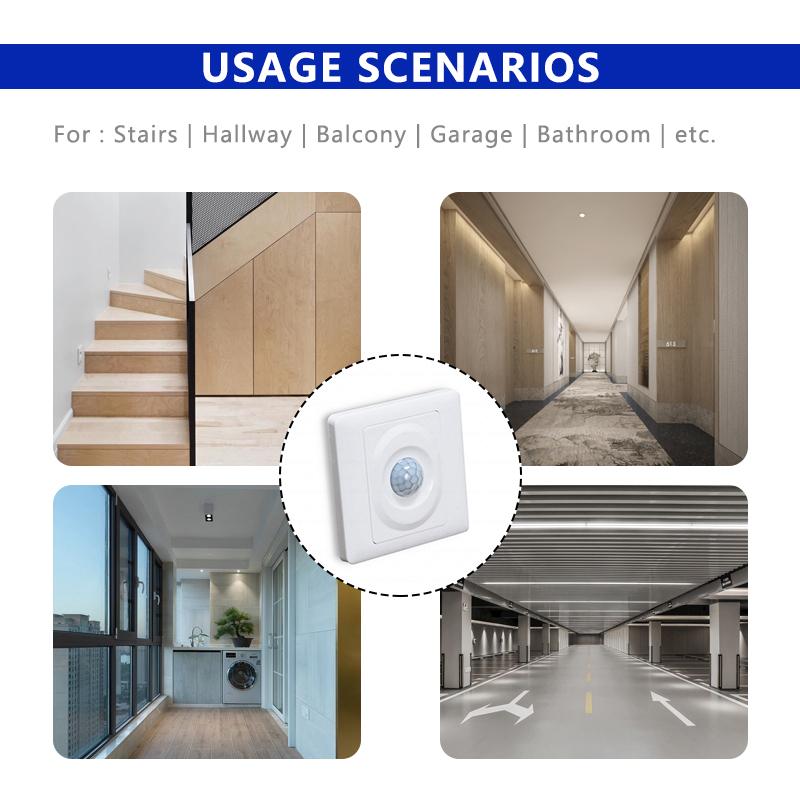 86 Type PIR Infrared Body Sensor Automatic Switch 220V AC 180-265V Wall Mount Panel White Photosensitive Delay Adjustable Single