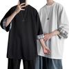 Мужская футболка Клетчатый Пэчворк Круглый вырез 3/4 рукава Однотонный Уличный стиль Весна Лето Свободная футболка Топ Мужская одежда