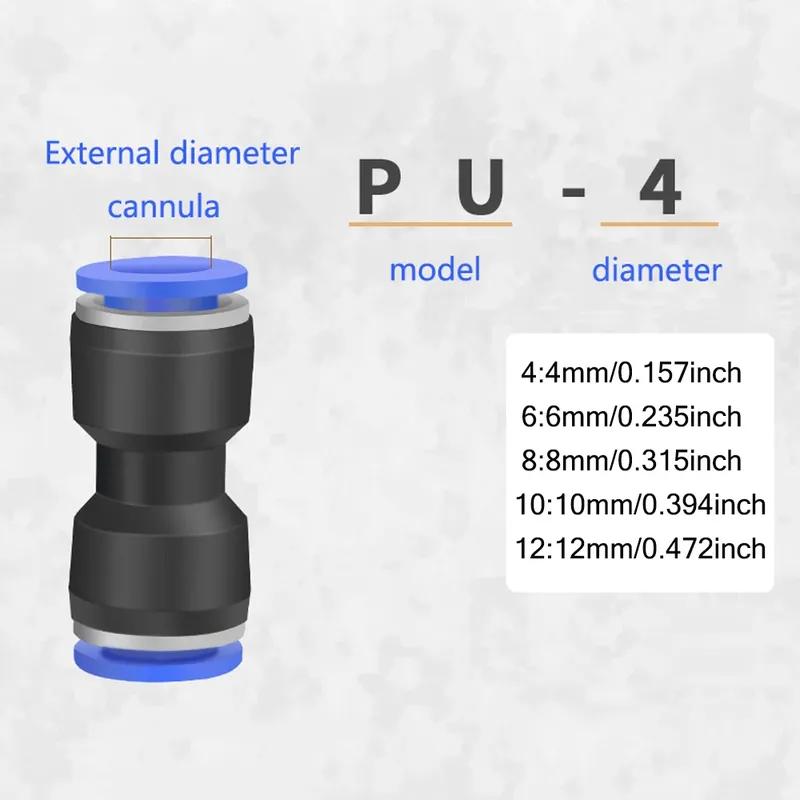 23/60Pcs/Box PU Kit Pneumatic Quick Coupling 4/6/8/10/12/14mm PU Straight Through Air Tubing High Pressure Quick Plug 4 6 8 10mm