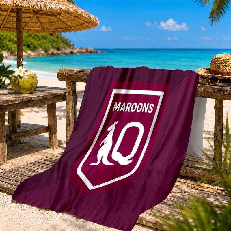 Australia Maroons Rugby Team Emblem Beach Towel, Quick-drying, Easy to Care for, Suitable for Both Fitness and Beach Vacations,Sports Essential