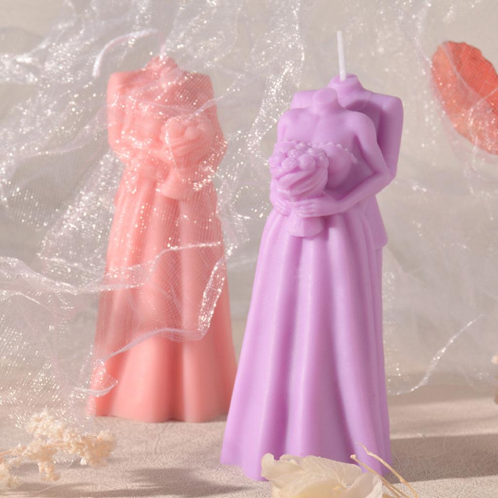 День святого Валентина 3D Молодожены Свеча Форма Роза Цветок Волосы Девушка Гипс Силиконовая Форма Свадьба Семья День матери Подарок Дом Ароматизированное Украшение