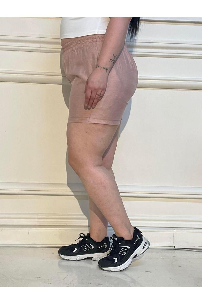 Women's Fashion Big Size Shorts & Bermudas Plus Size Green Shorts with Elastic Waist and Side Pockets