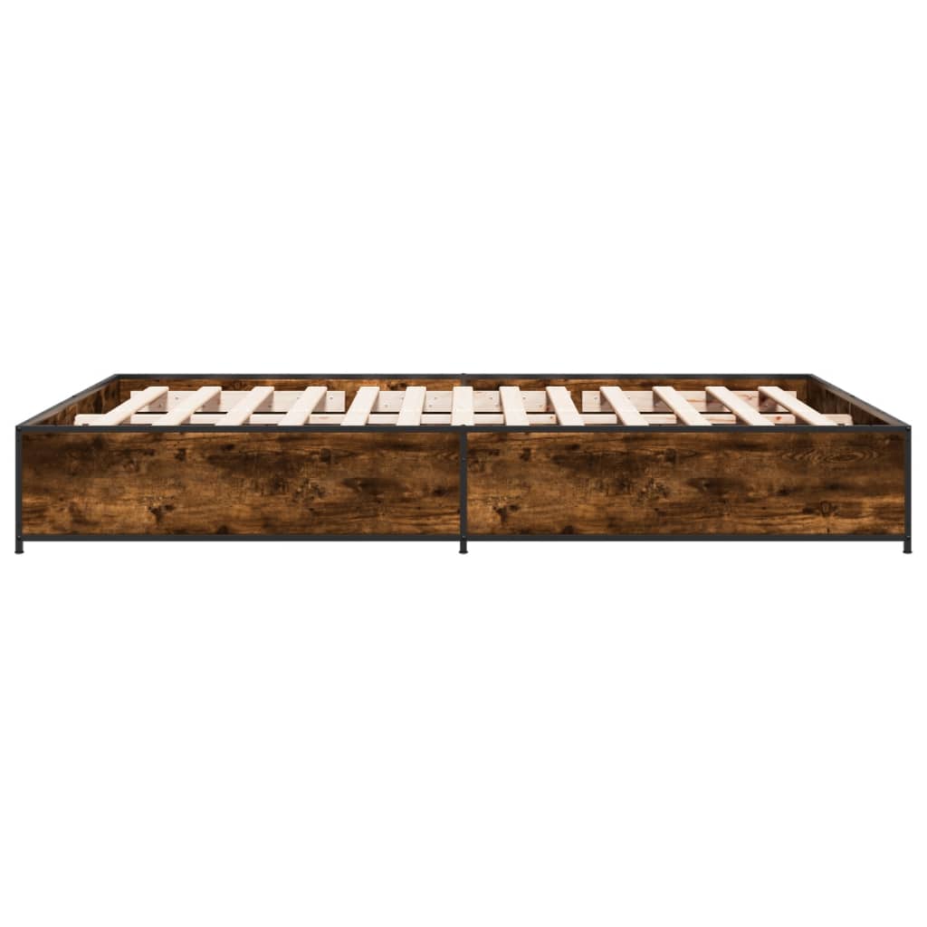 Bed Frame in Smoked Oak Finish 120 x 190 cm Made of Wood Based Material and Metal
